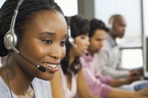 employees at a web response call center