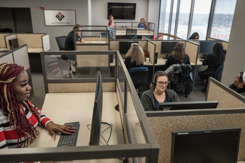 Legal call center agents providing intake and contract acquisition services to law firms at Legal Conversion Center based in Texas.